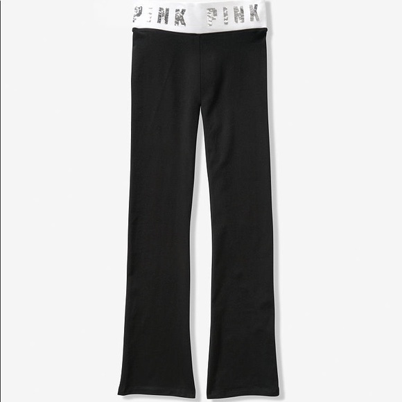 🆕VICTORIA’S SECRET PINK - BLACK BLING YOGA PANTS - S - NWT - Picture 11 of 12